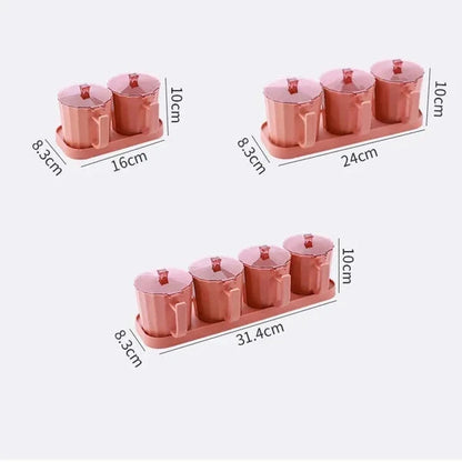 4 Pcs Spice Jars With Tray