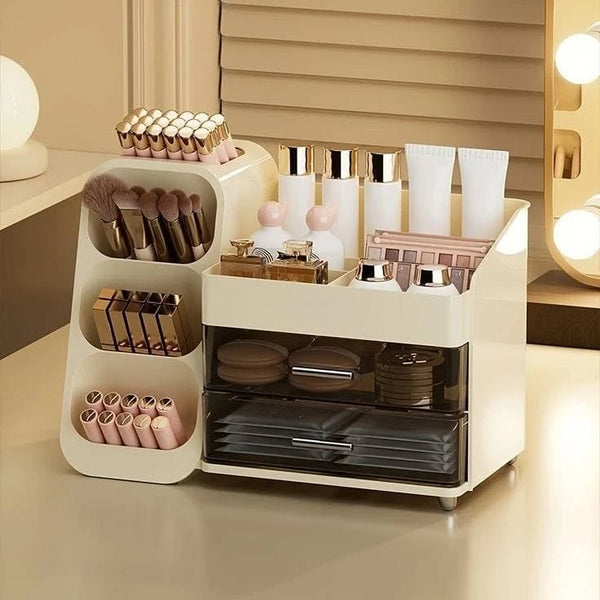 Luxury Cosmetic Box With Makeup Brush Organizer