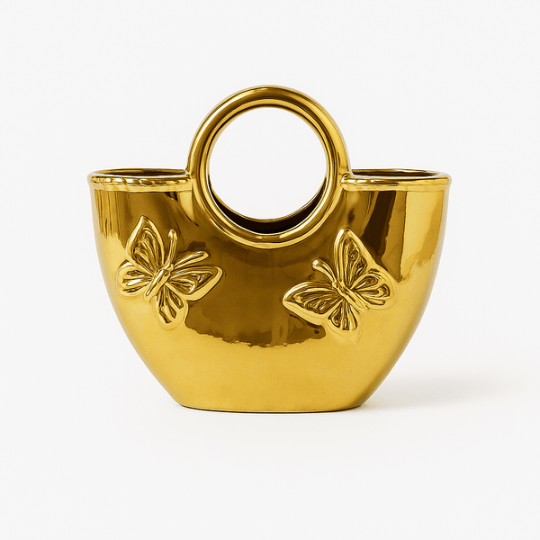 Golden Butterfly Purse Vase