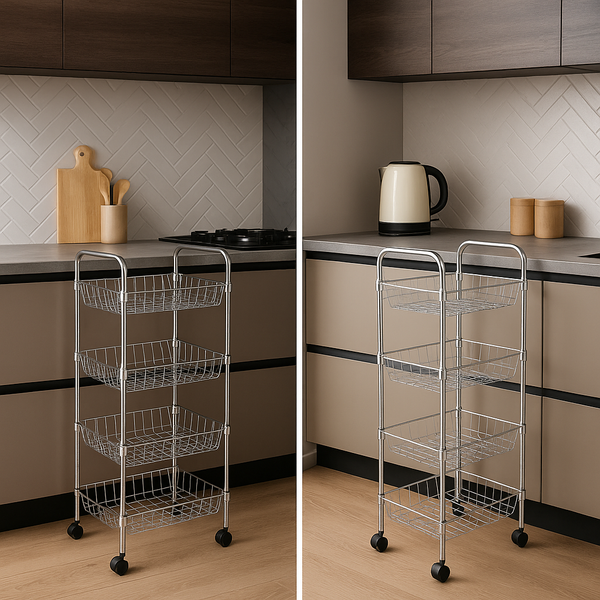 4-Tier Multipurpose Metal Storage Rack with Wheel