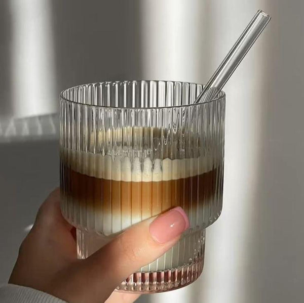 Elegant Ribbed Iced Coffee Glass