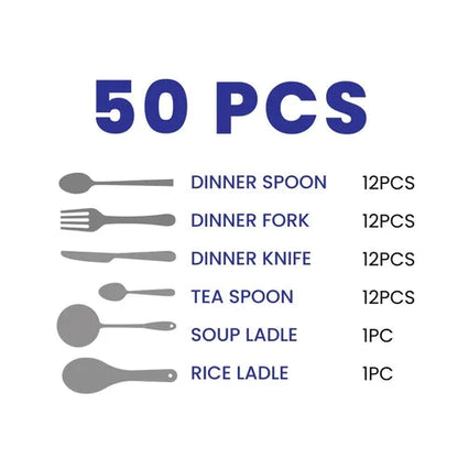 Arshia Gold and Silver 50pcs Cutlery Sets TM478GS
