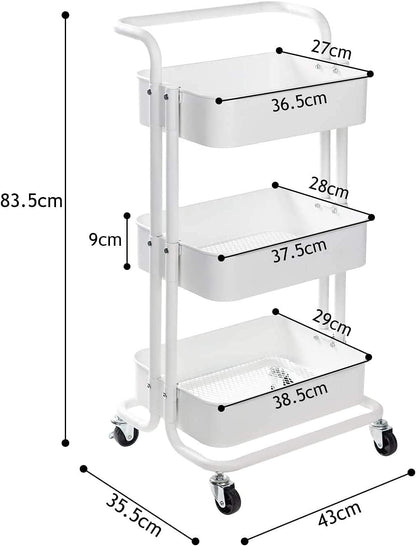 3 Tier Kitchen Trolley Rack - Plastic Baskets
