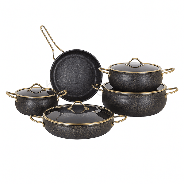The Obsidian Speckle 9-Piece Cookware Set - Black