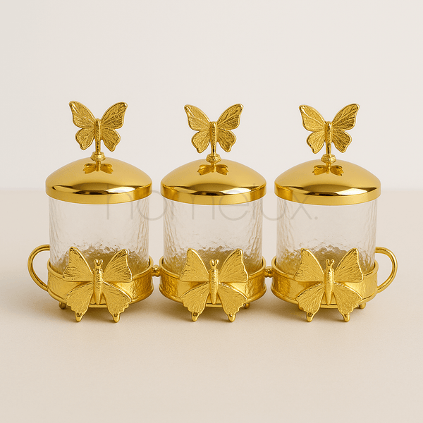 Golden Butterfly 3-in-1 Small Condiment Jar Set
