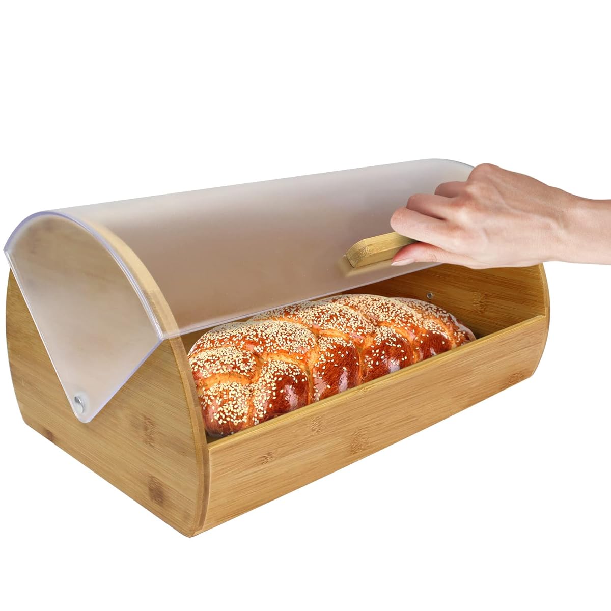 Bamboo Bread Box With Acrylic Cover