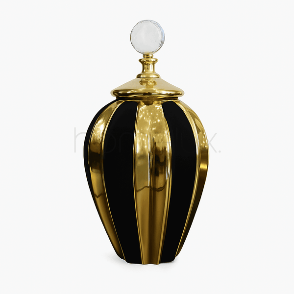 Royal Black & Gold Crystal Jar