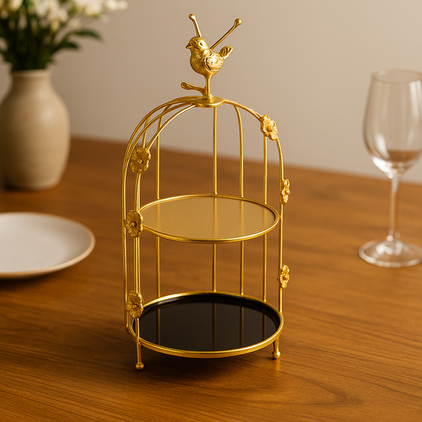 Golden Mirrored Two-Tier Stand