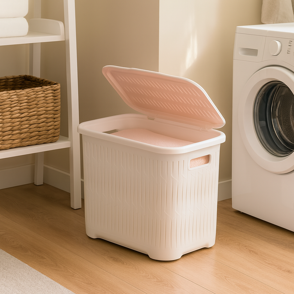 Laundry Basket With Lid & Side Grip