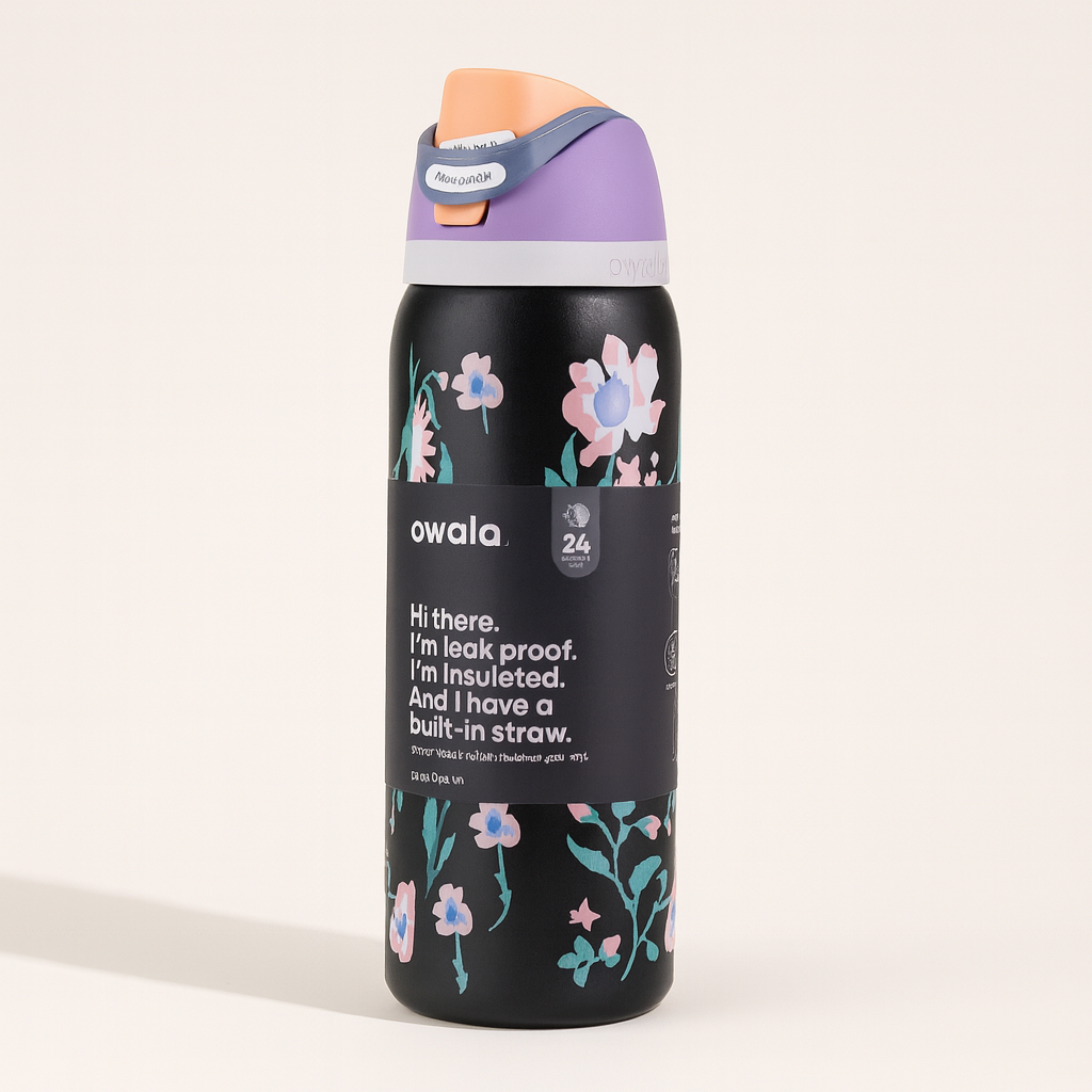 Owala UO Exclusive 32oz FreeSip Bow Water Bottle - Midnight Garden Floral