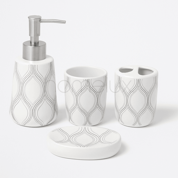 Modern Textured Geometric 4-Piece Bath Accessory Set
