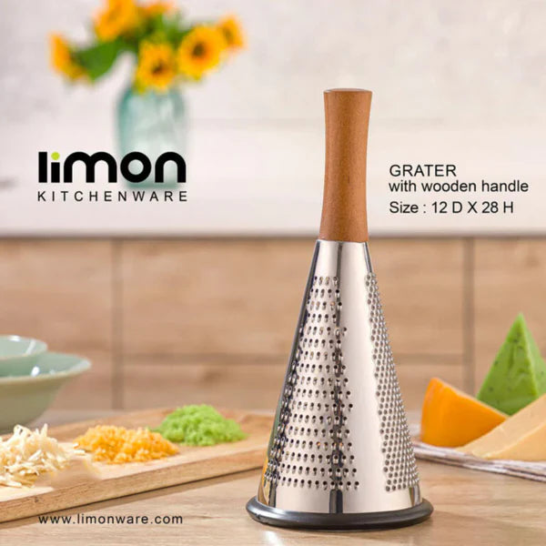 Stainless Steel 3-Sided Grater with Wooden Handle