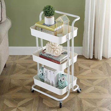 3 Tier Kitchen Trolley Rack - Plastic Baskets