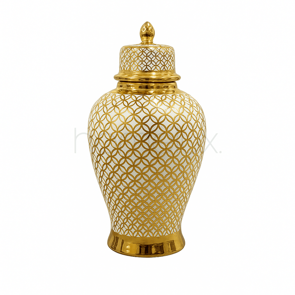Elegant Fine Lattice Golden Ceramic Jar