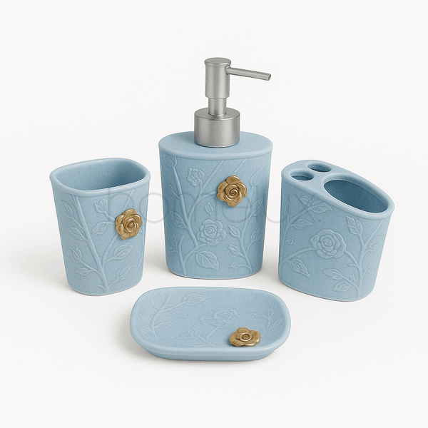Rustic Rose Embossed 4-Piece Bath Accessory Set