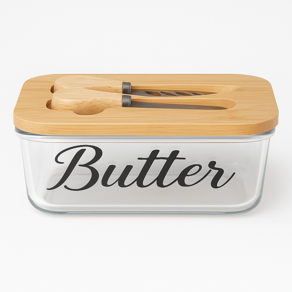 Premium Glass Butter Keeper with Knife