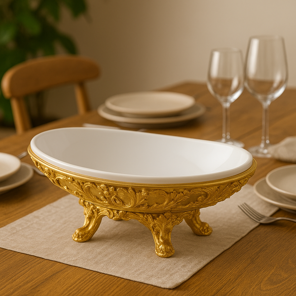 Golden Oval Plate Stand