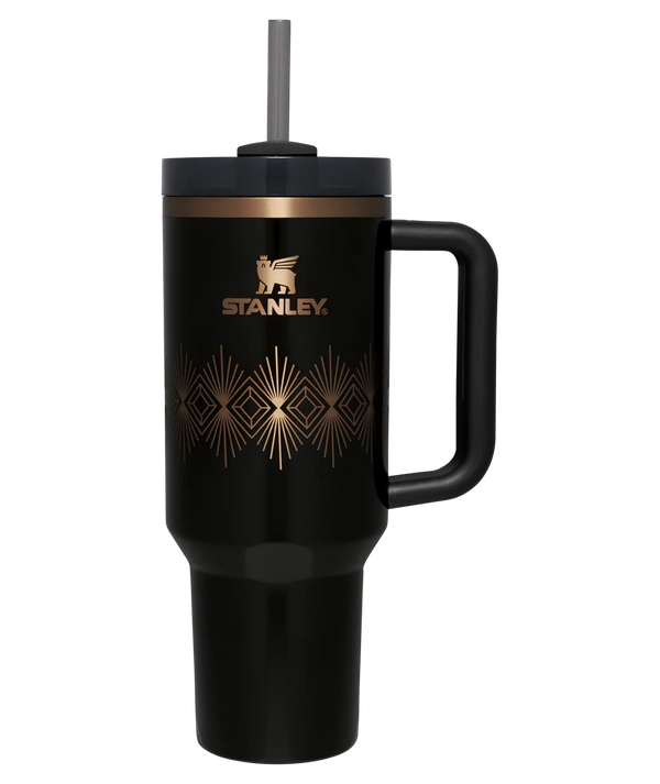 Deco Collection Quencher H2.0 FlowState™ Tumbler | 40 OZ - Black Gloss Deco