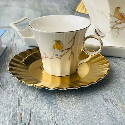 Angela Gold Finch Cup and Saucer - BRD251