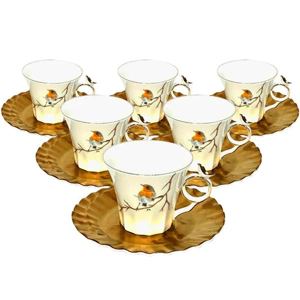 Angela Gold Finch Cup and Saucer - BRD251