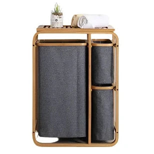 3 Grid Bamboo Laundry Basket