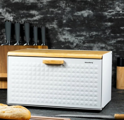 Hausroland Stainless Steel & Wooden Bread Box