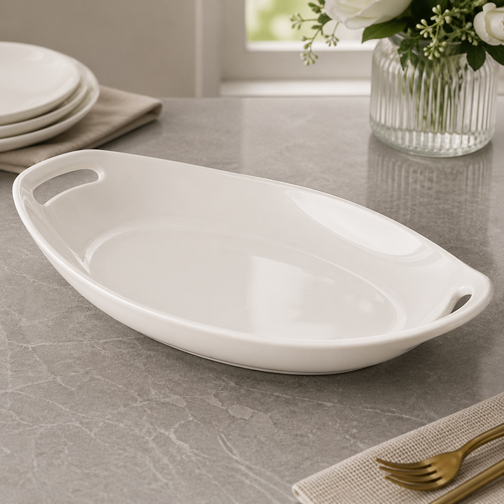 15 Inch Plate Brilliant 10-Inch Oval Ceramic Serving Plate with Handles – HomeLux