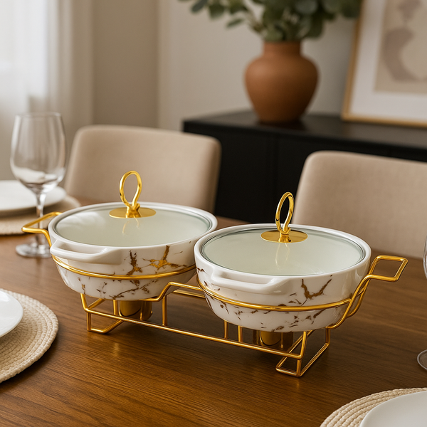 11" Porcelain Twin Oval Burning Dishes