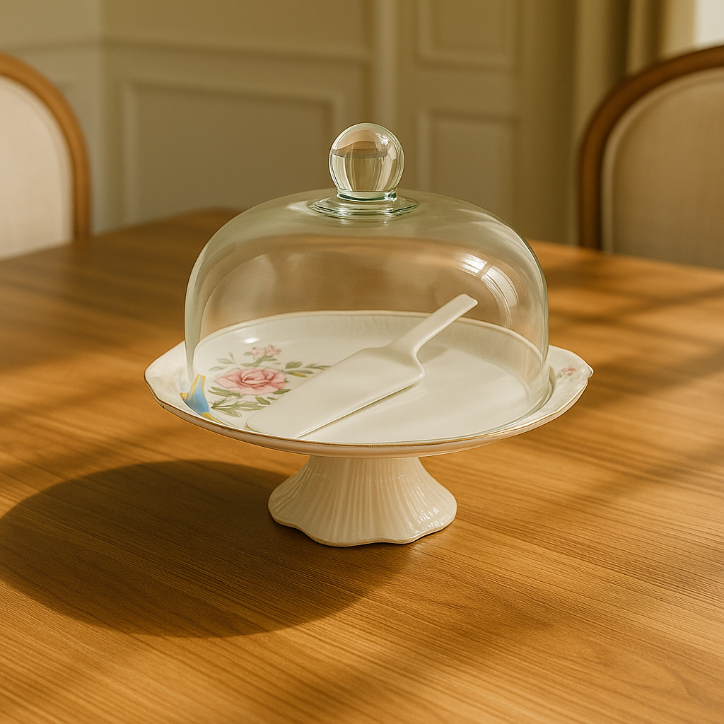 Bird Cake Dish with Glass Cover