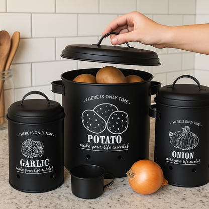Tin Storage Bucket Set – 3 Pcs