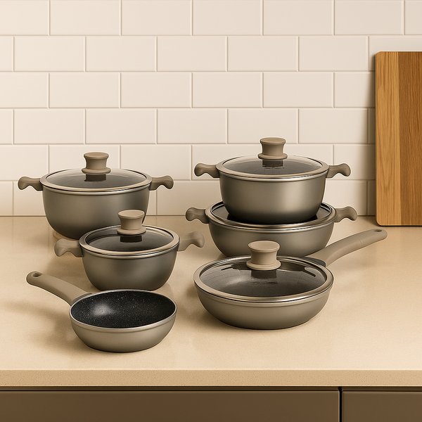 12-Piece Cookware Set – Black/Grey