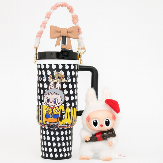 Stanley X Labubu Quencher Tumbler 40oz with Labubu Doll - Black