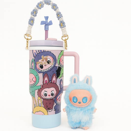 Stanley X Labubu Quencher Tumbler 40oz with Labubu Doll - Pink