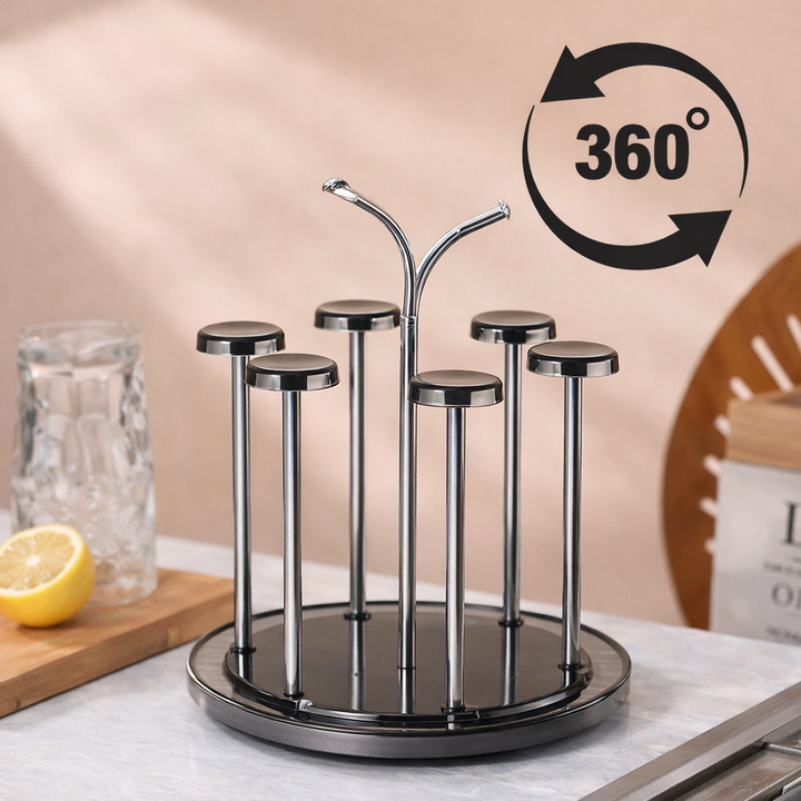 Premium 360° Rotating Silver Glass Stand – HomeLux