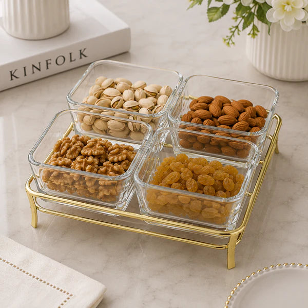 Danny Home 4-Section Glass Snack Bowl Set