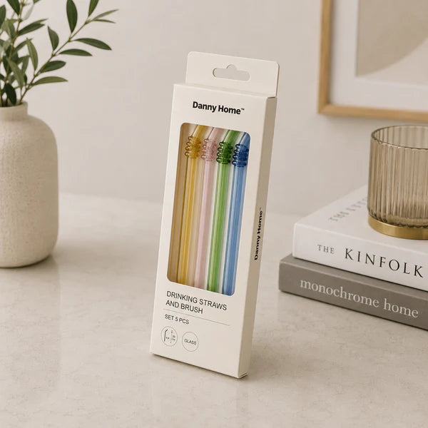 Danny Home 5Pcs Glass Straw Set – 20cm