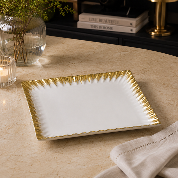Brilliant Gold Edge Square Serving Plate – HomeLux