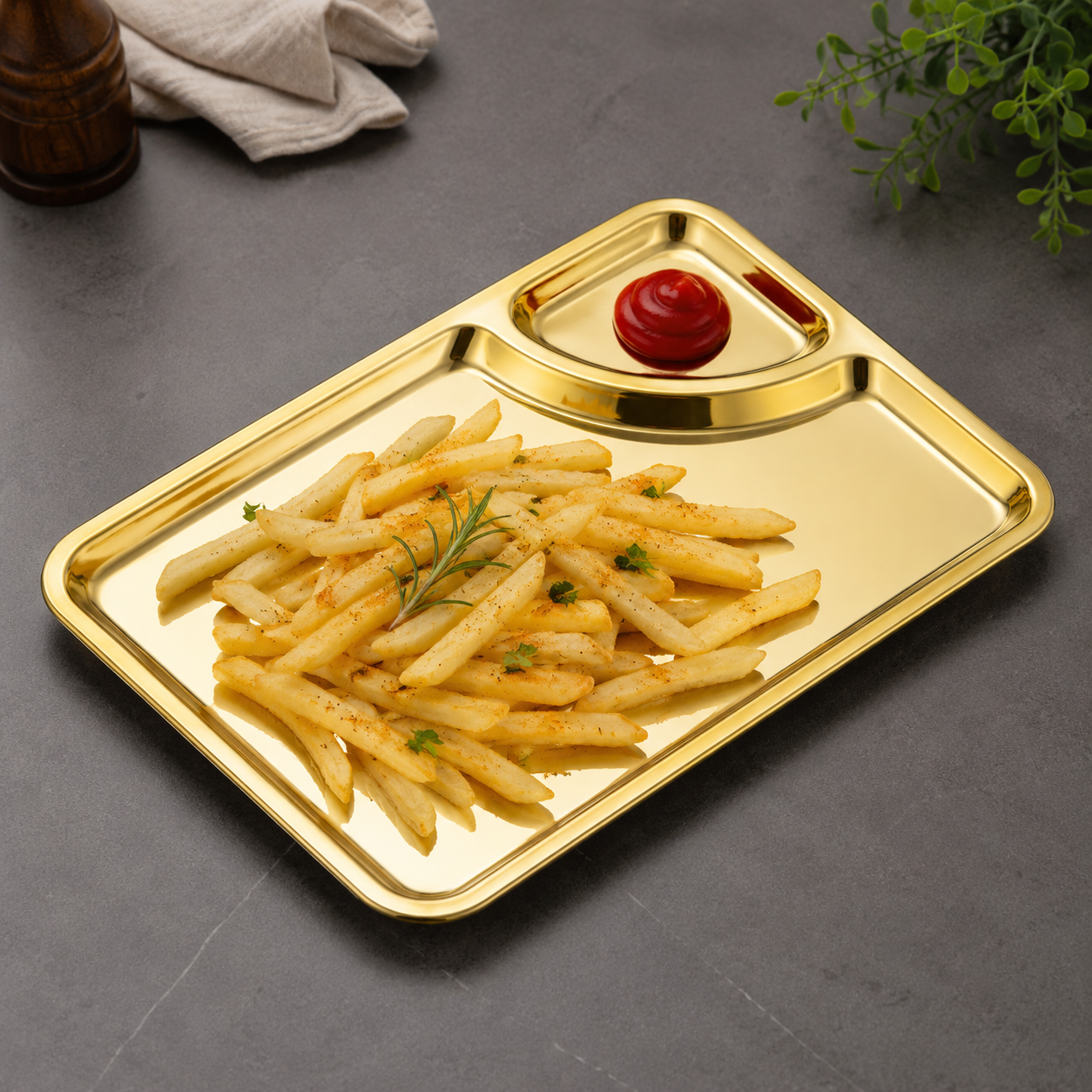 Rectangular Dipping Tray – 24 × 17cm Gold Finish – HomeLux
