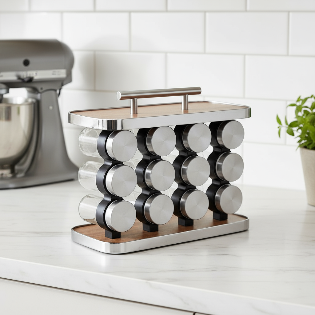 Countertop Jar Rack 12 Jar Countertop Spice Organizer Rack – HomeLux