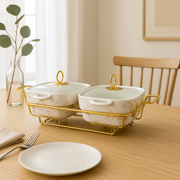 11.5" Porcelain Twin Rectangle Burning Dishes