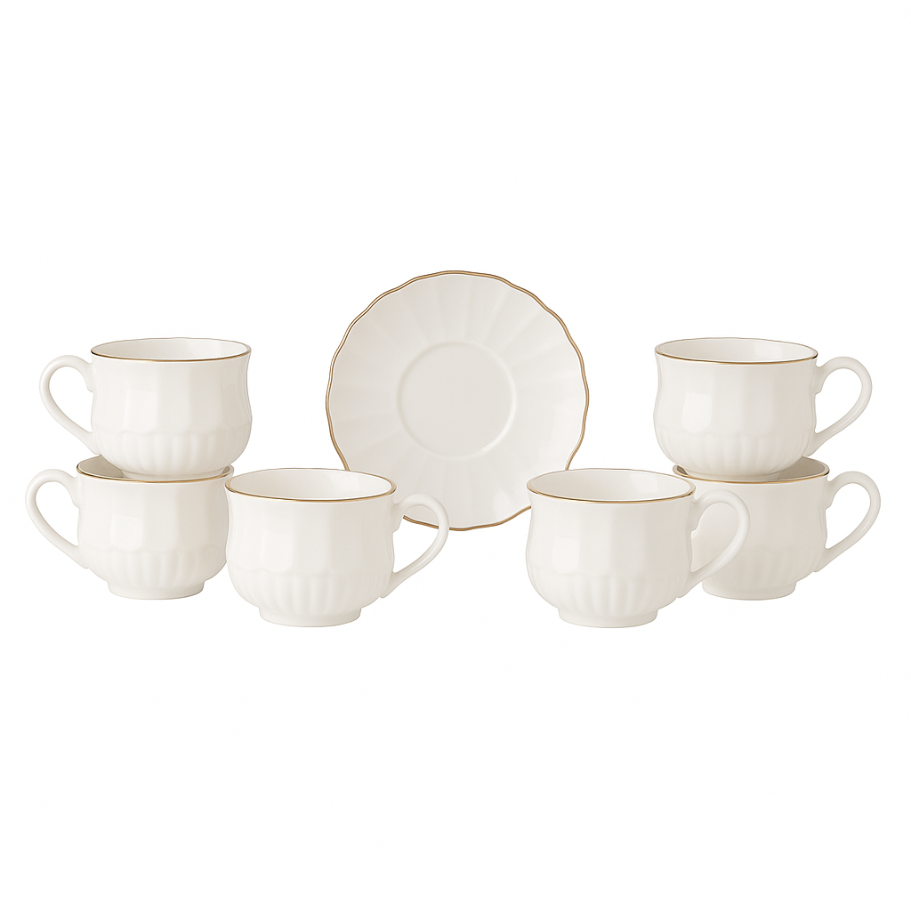 Cup & Saucer Set – 6 Pcs (White)
