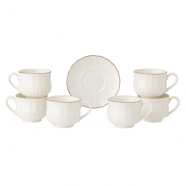 Cup & Saucer Set – 6 Pcs (White)