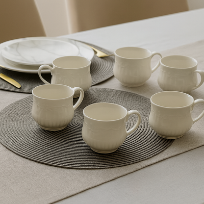 Cup & Saucer Set – 6 Pcs (White)