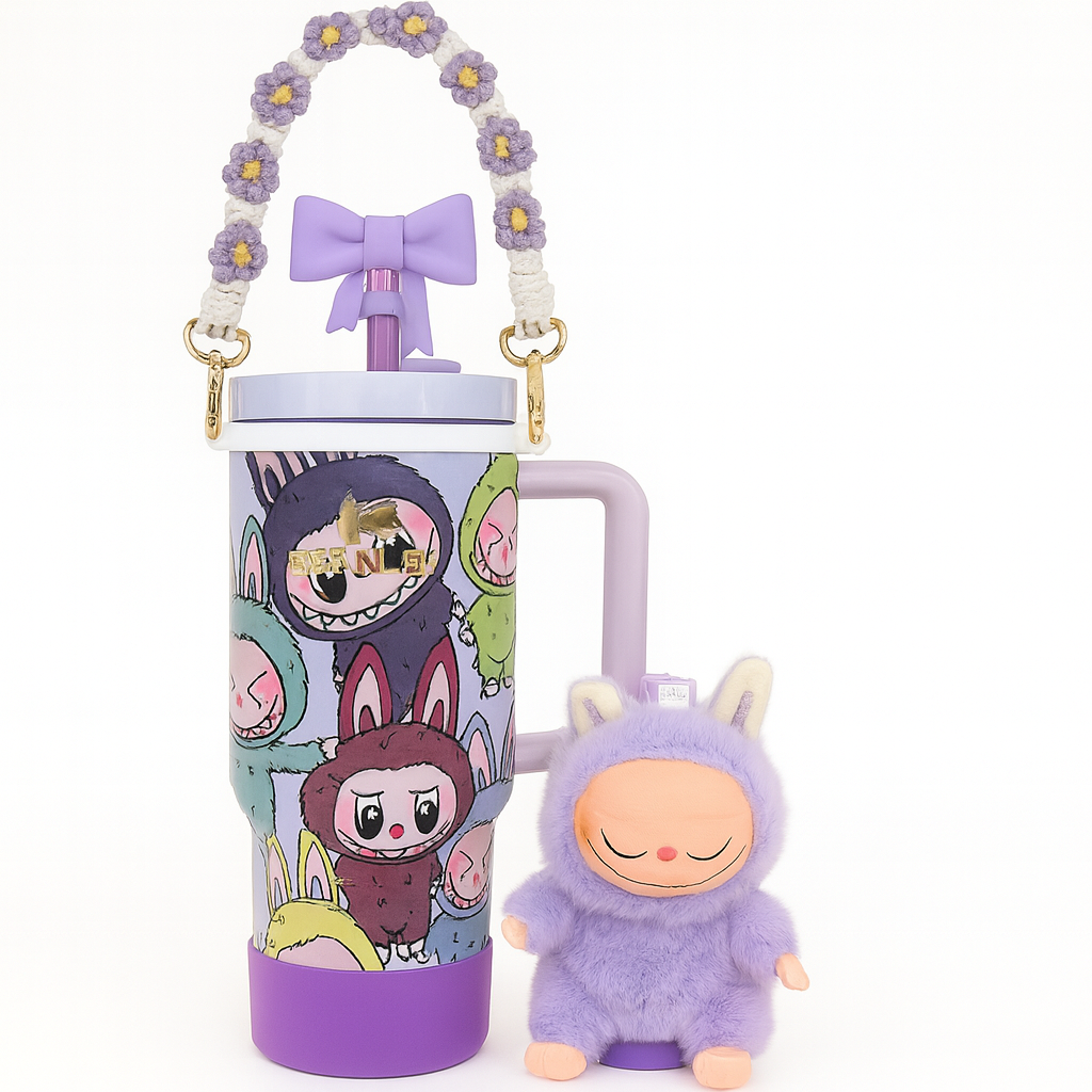Stanley X Labubu Quencher Tumbler 40oz with Labubu Doll - Purple