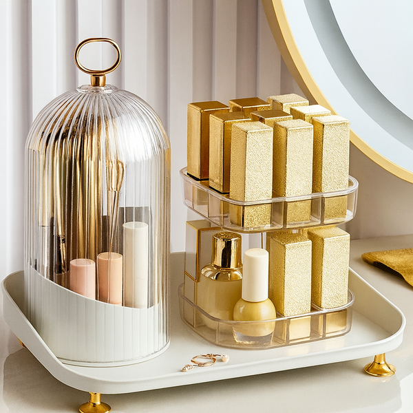 Rotating Cosmetic Brush & Lipstick Organizer