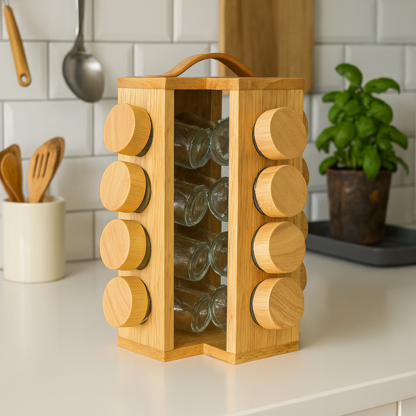 16 Pcs Bamboo Spice Rack
