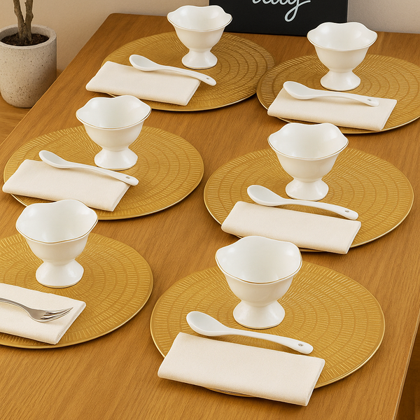 12-Piece White Ice Cream Serving Set – VS006