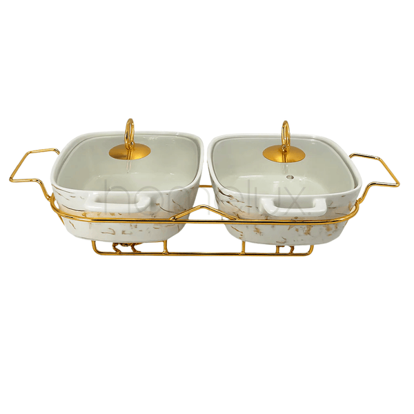 11.5" Porcelain Twin Rectangle Burning Dishes