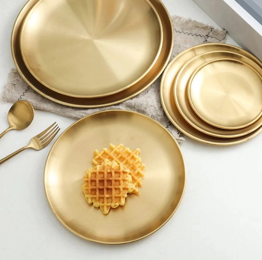Luxury Stainless Steel Round Serving Plates