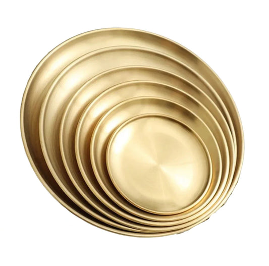 Luxury Stainless Steel Round Serving Plates